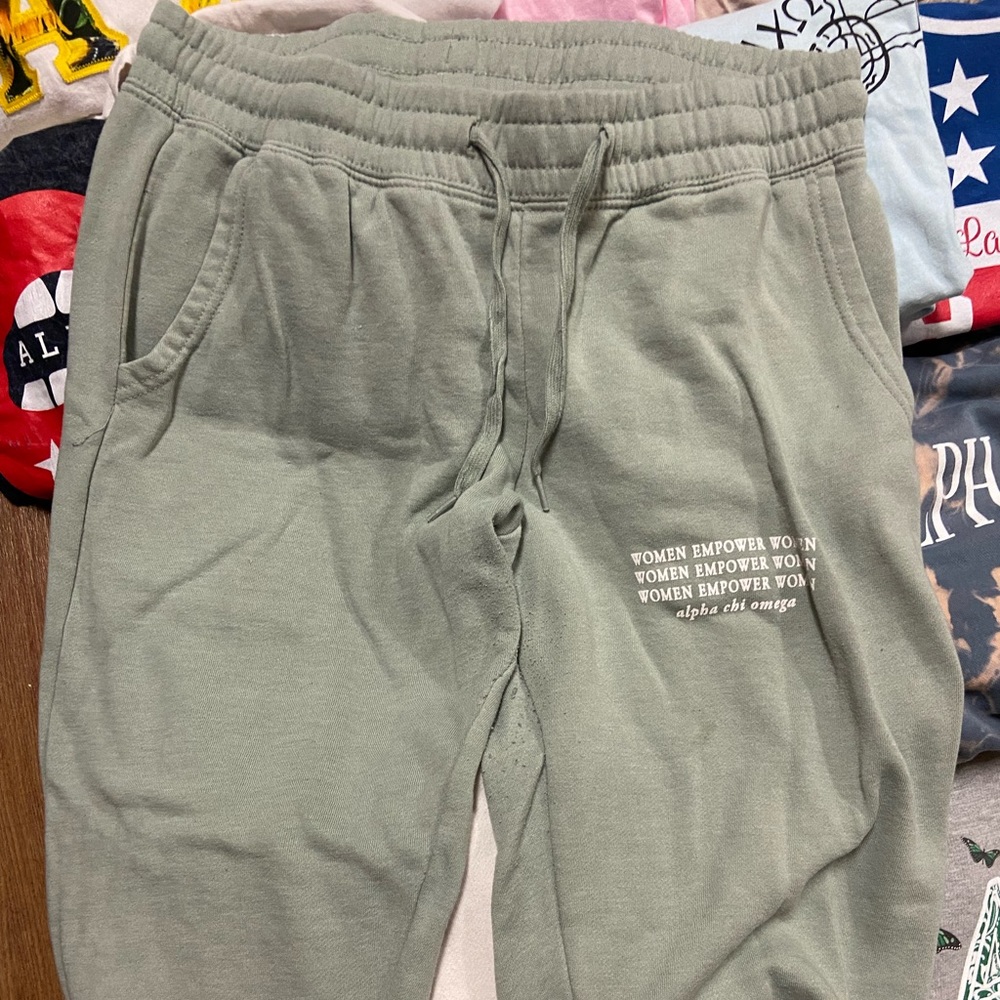 alpha chi omega “women empower women” sweatpants